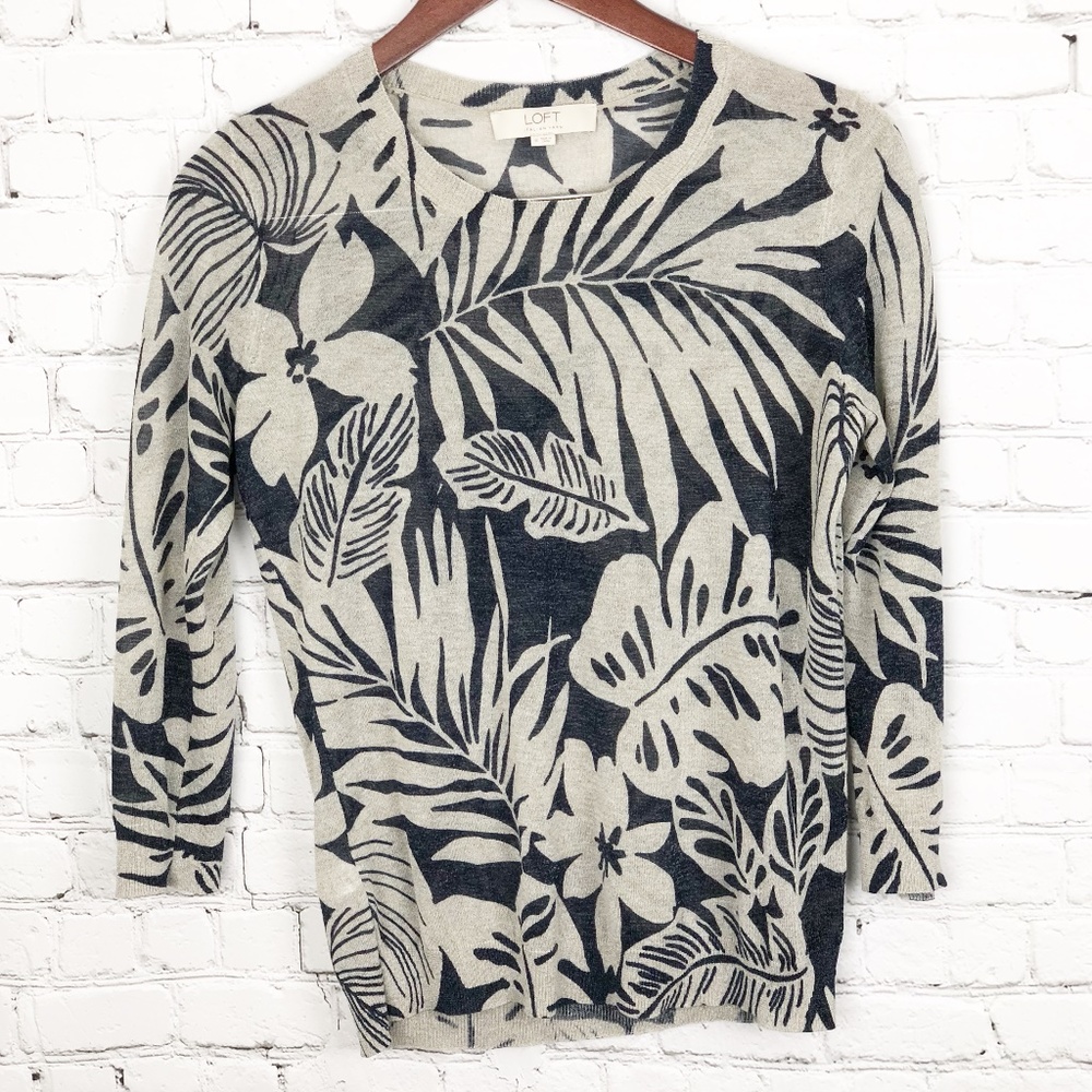LOFT | Navy & Tan Italian Yarn Sweater | Size Medium